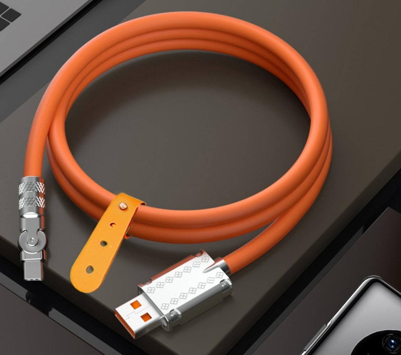 180° Roterande Snabbladdningskabel - Lightning, USB TYPE-C