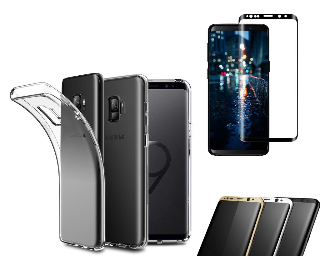 Clear TPU Case S9 Plus + Skydd i härdat glas