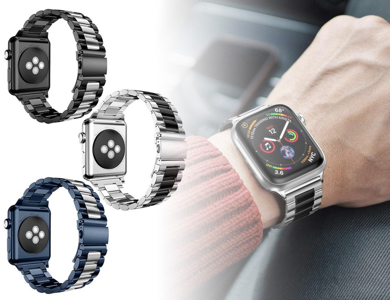 Elegant Metallarmband i Rostfritt Stål för Apple Watch