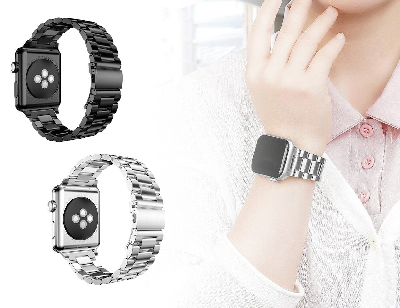 Elegant Metallarmband i Rostfritt Stål för Apple Watch