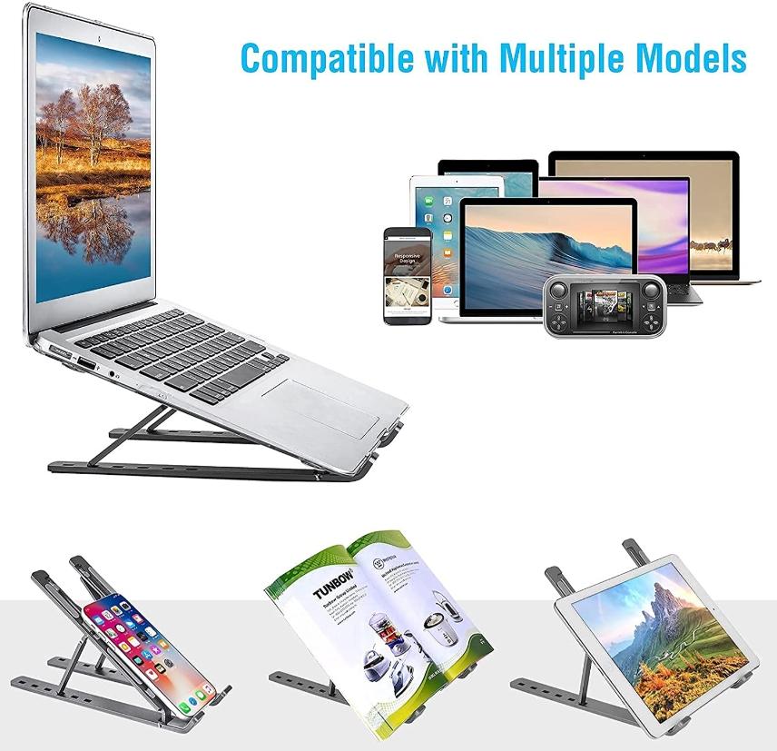 Justerbar Laptopställ i Aluminium - Ergonomisk & Portabel