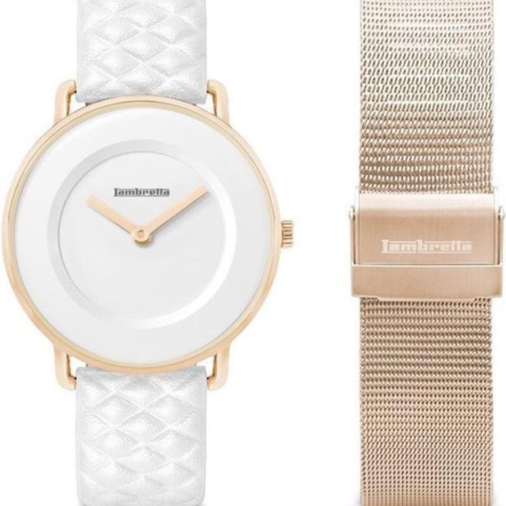 Lambretta Mia 34 Quilted Rosegold Vit Modeklocka