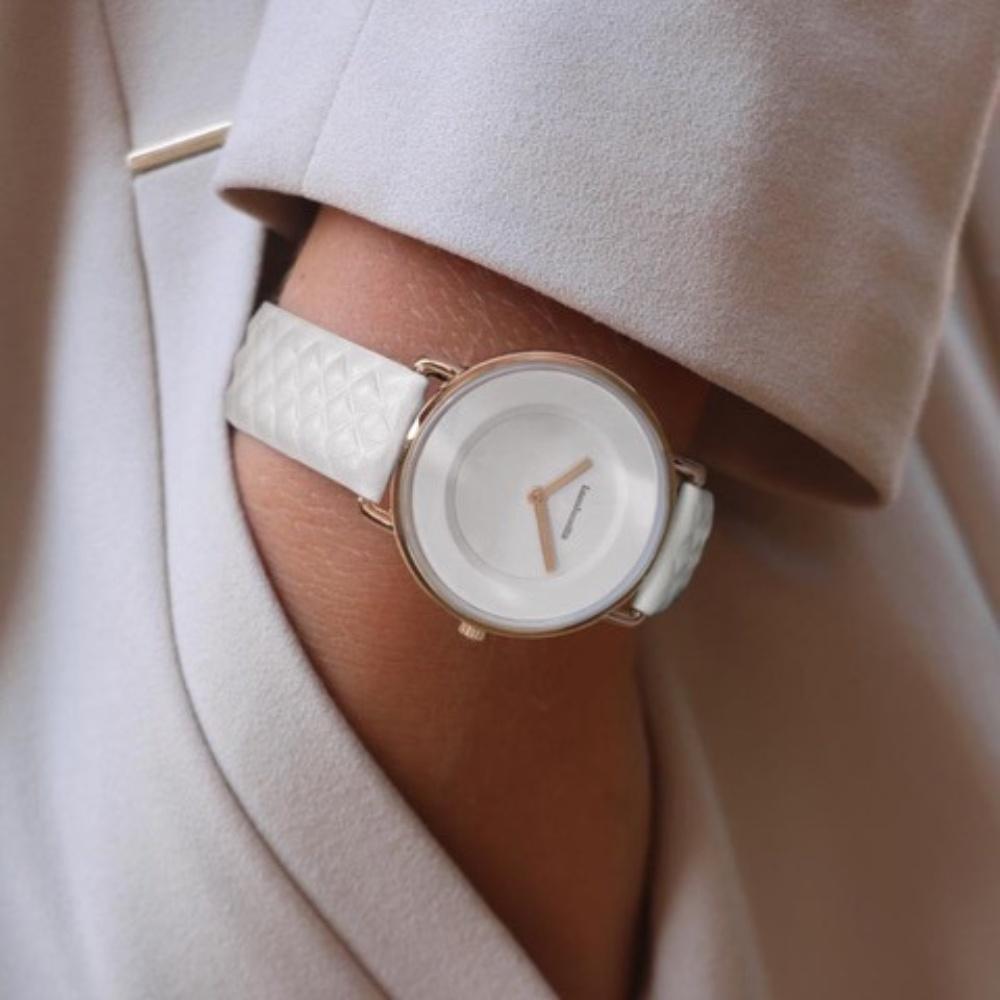 Lambretta Mia 34 Quilted Rosegold Vit Modeklocka