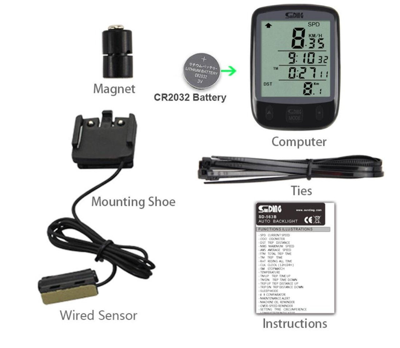 Multifunktionell Cykeldator med LCD-skärm & Smart belysning