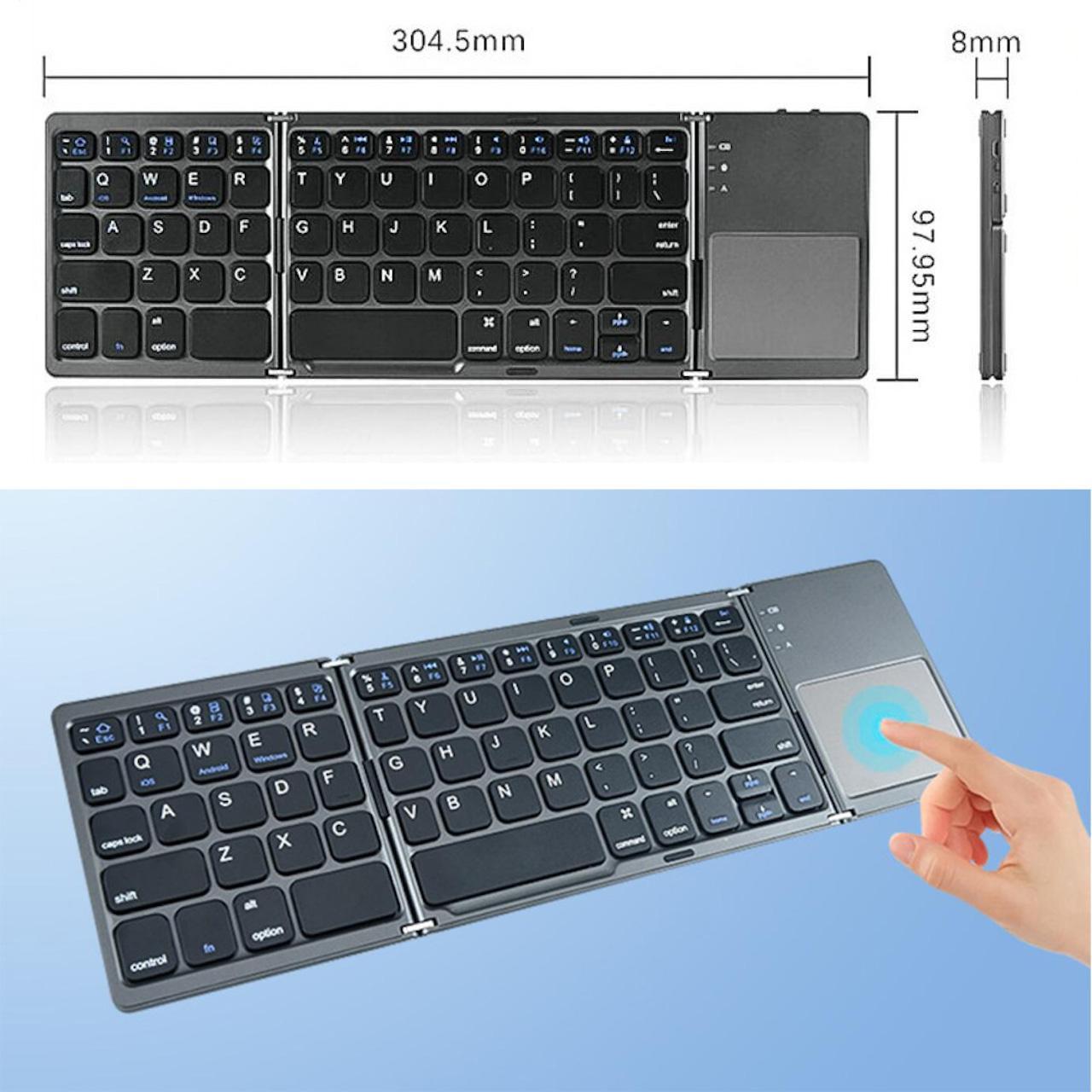 Trådlöst Fällbart Bluetooth Tangentbord med Inbyggd Touchpad