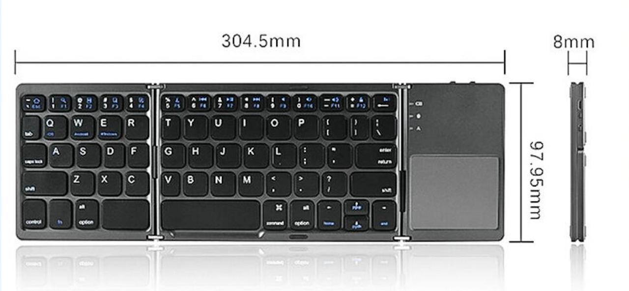 Trådlöst Fällbart Bluetooth Tangentbord med Inbyggd Touchpad