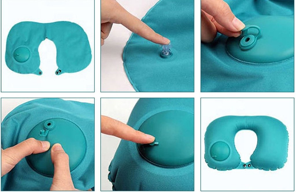 Uppblåsbar nackkudde – Tryckpump & kompakt design