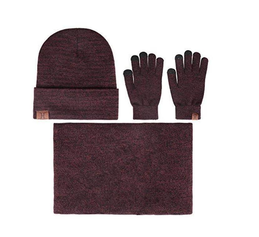 3-delat Winter Beanie Hat Halshandskar Set