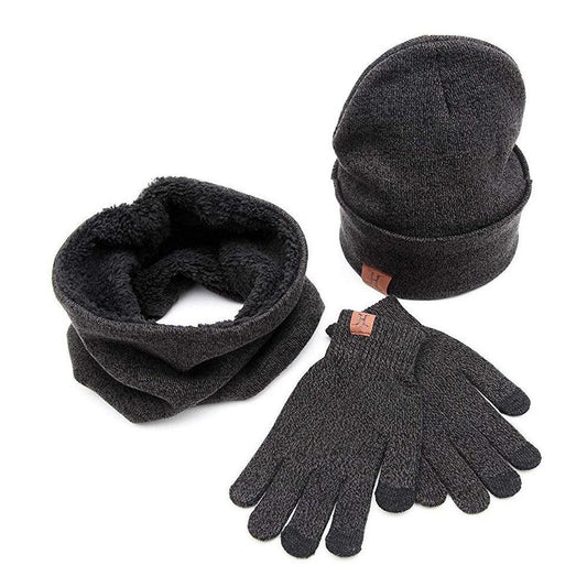 3-delat Winter Beanie Hat Halshandskar Set