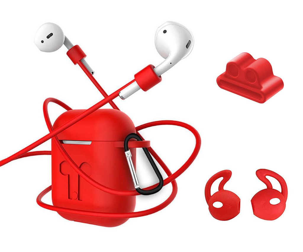 4i1 Airpods-kit med skyddande silikon, öronkrok grepp och remmar