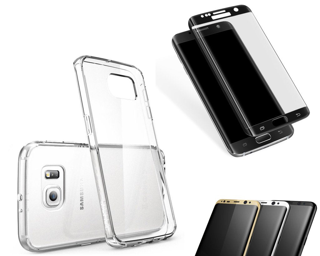 Clear TPU Case S7 Edge + Skydd i härdat glas