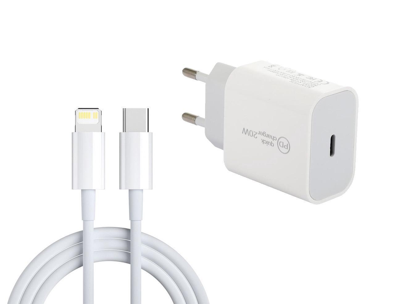 Laddare 20W med USB-kabel eller PD-kabel (Lightning)
