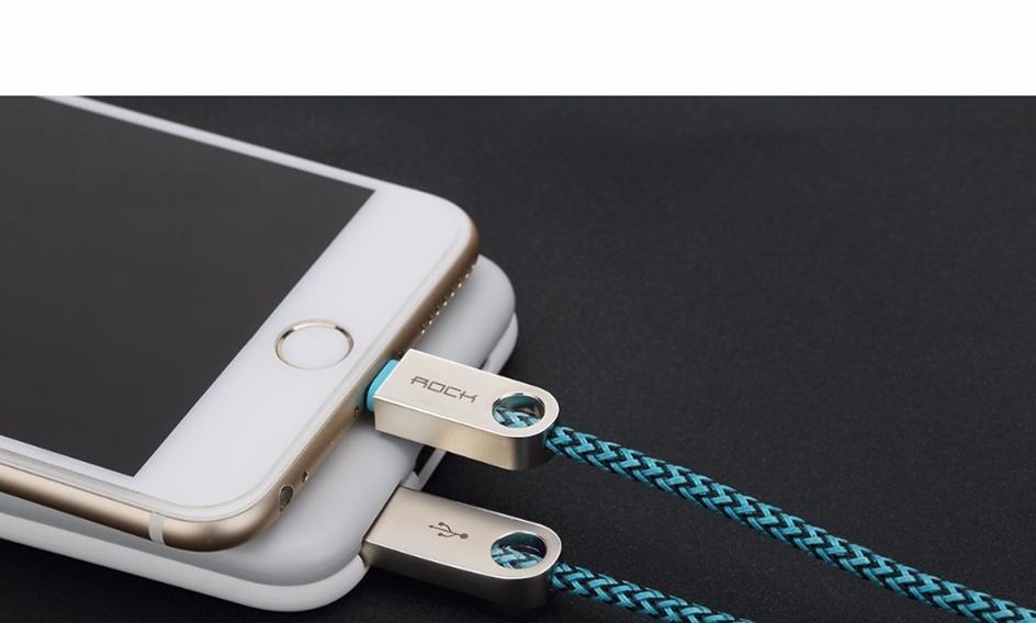 ROCK Zink Alloy Nylon Braided Lightning kabel 180cm