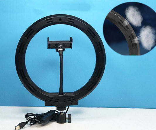 Selfie-lampa / Ring light (26cm) - bärbart stativ Svart