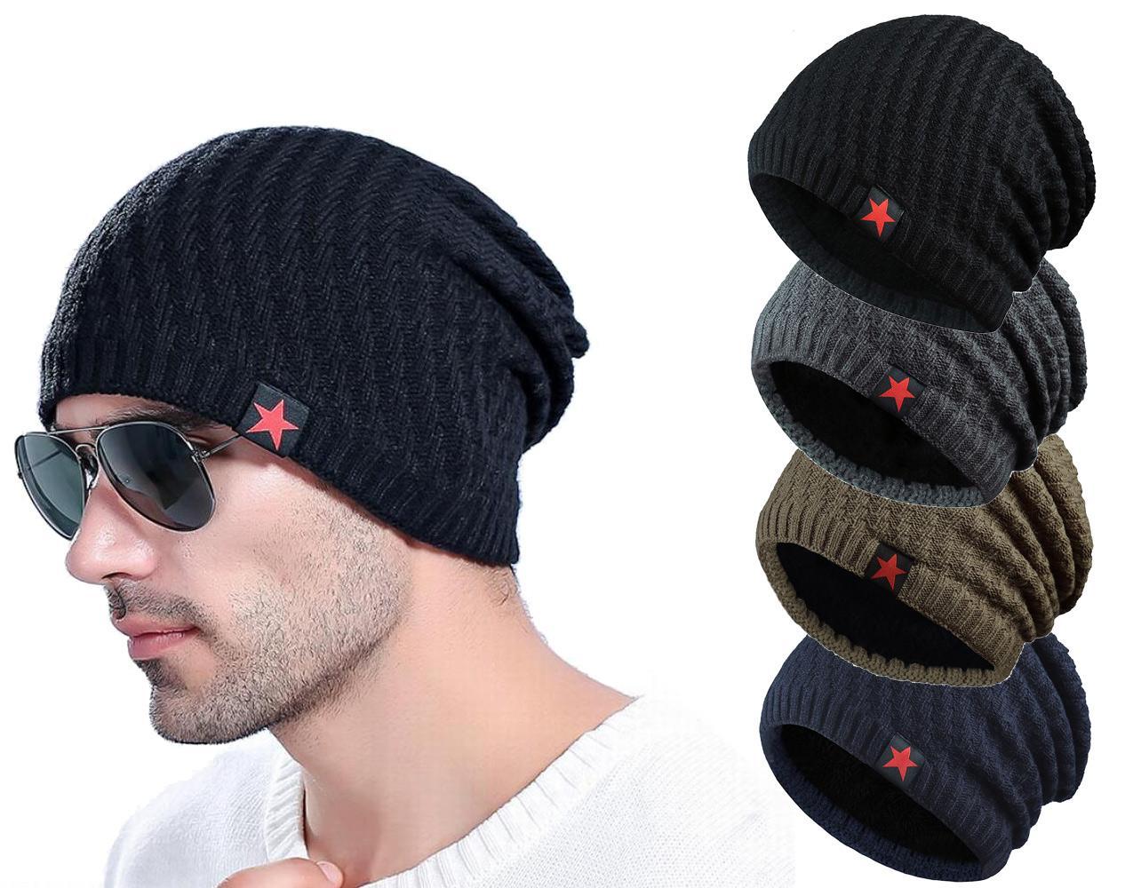 Stjärnmössa med fleecefoder - unisex vintermössa