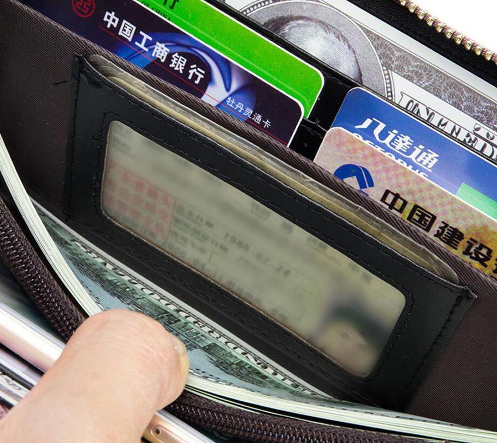 Stor äkta läder RFID plånbok 090