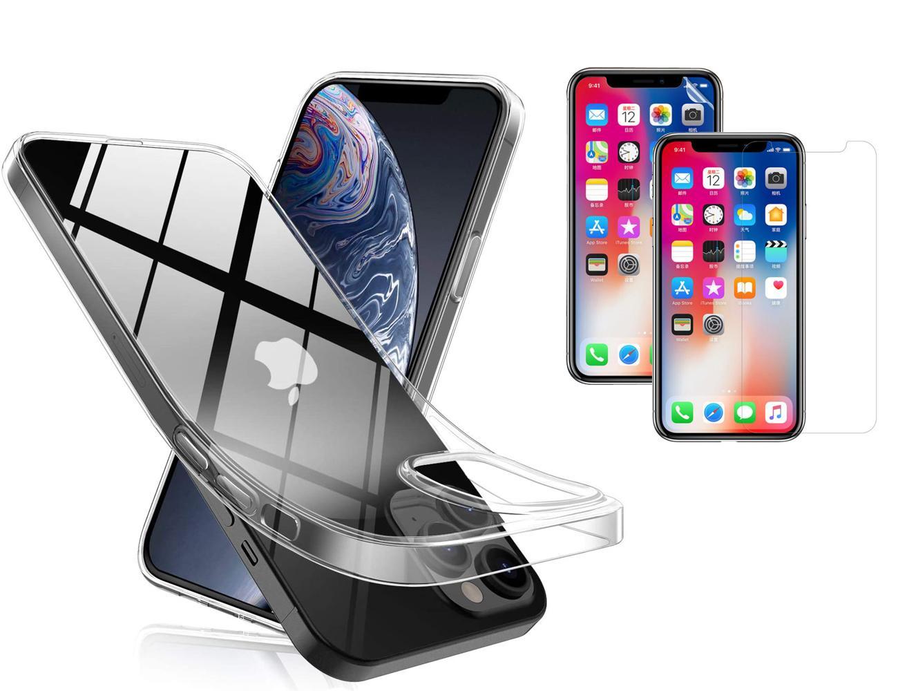 Transparent TPU skal + två st skärmskydd till iPhone 12 / 12 Pro