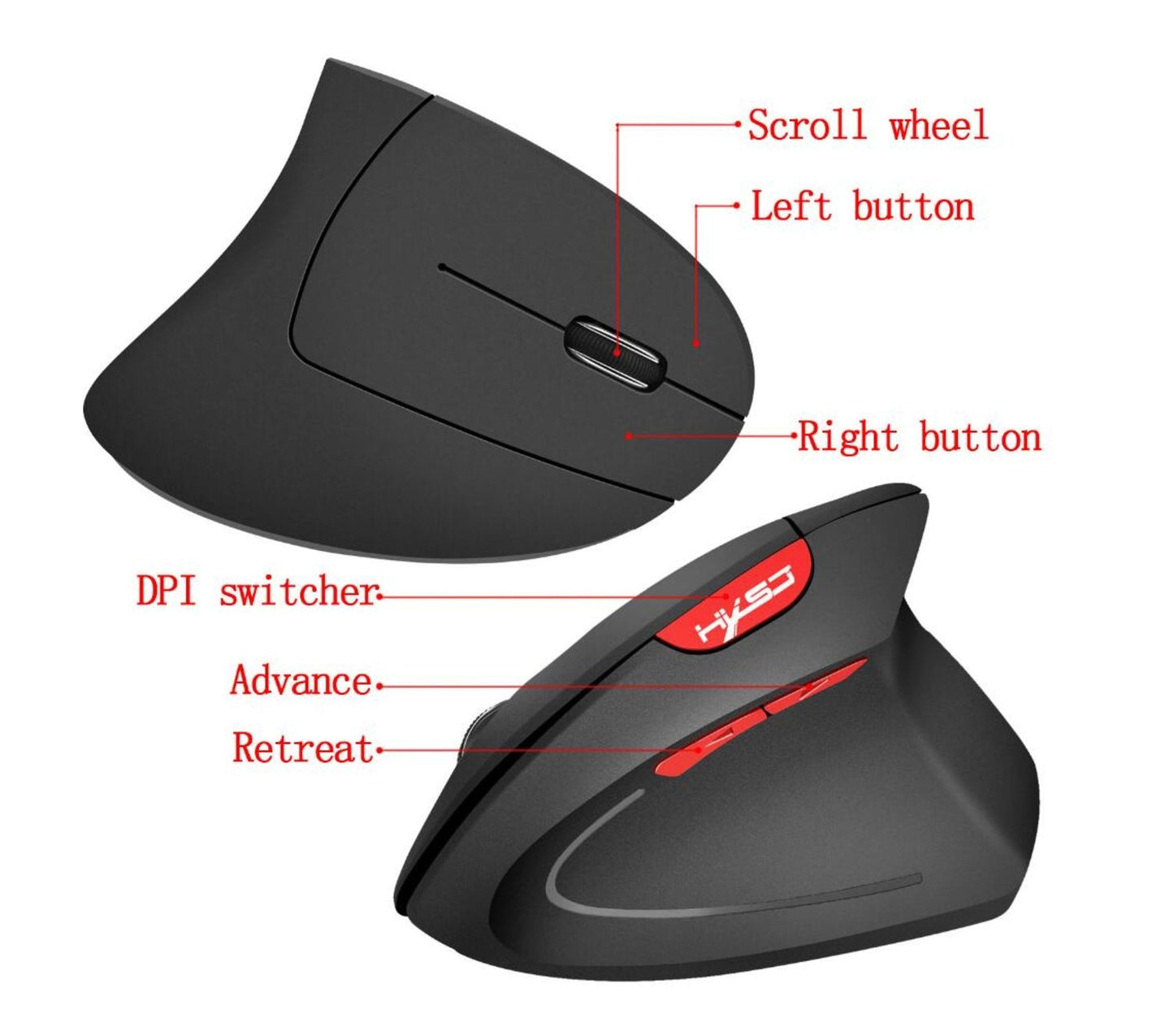 Trådlös ergonomisk vertikalmus