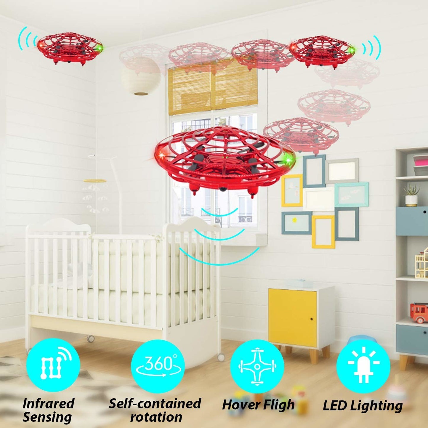 UFO LED-flygande drone inga fjärrkontroller
