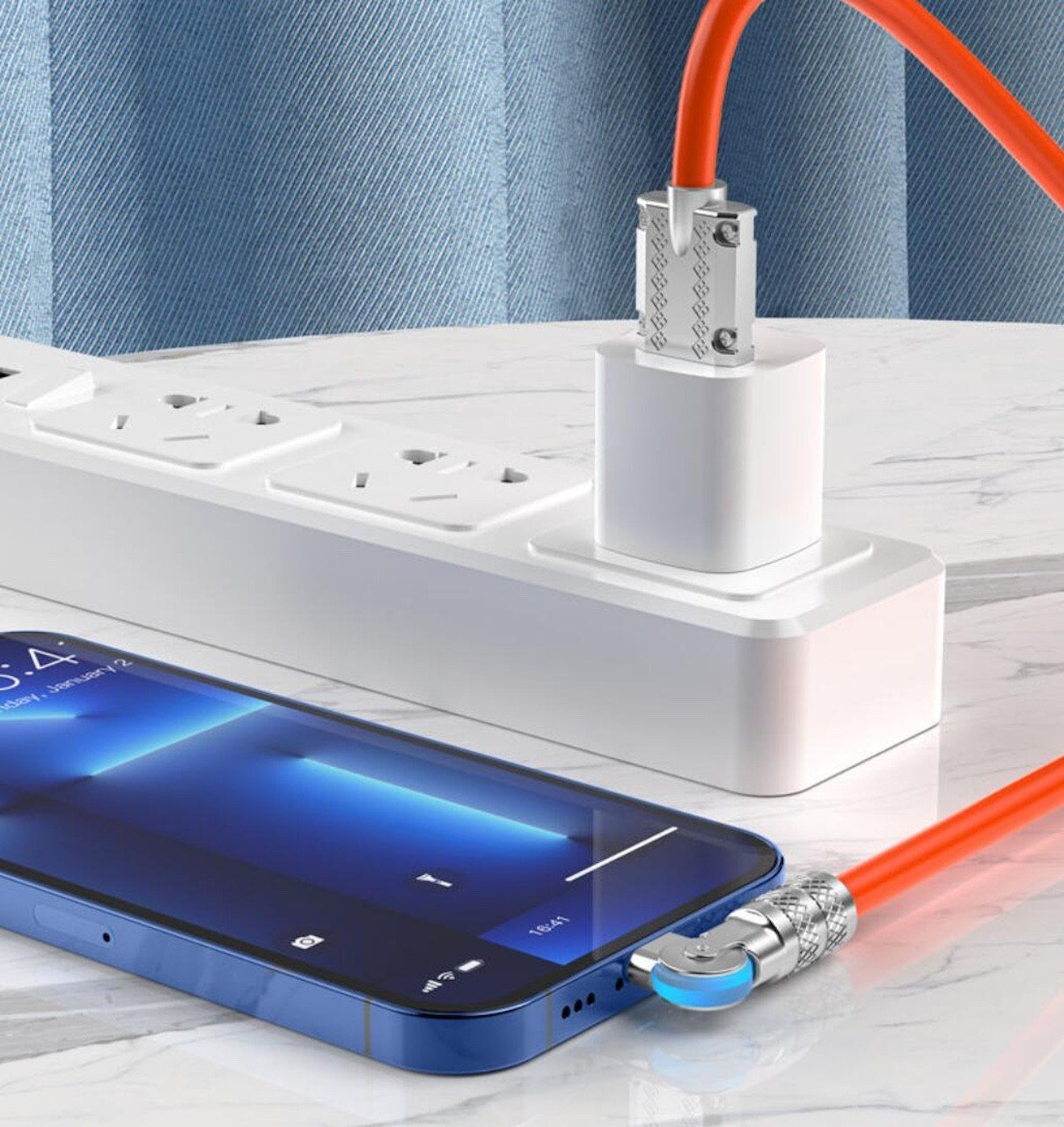 180° Roterande Snabbladdningskabel - Lightning, USB TYPE-C
