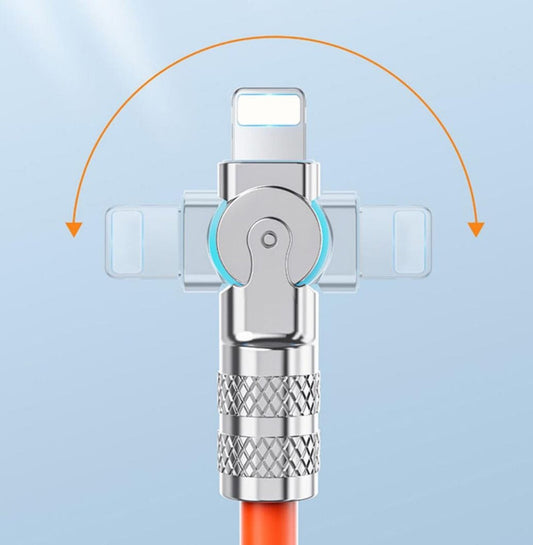 180° Roterande Snabbladdningskabel - Lightning, USB TYPE-C