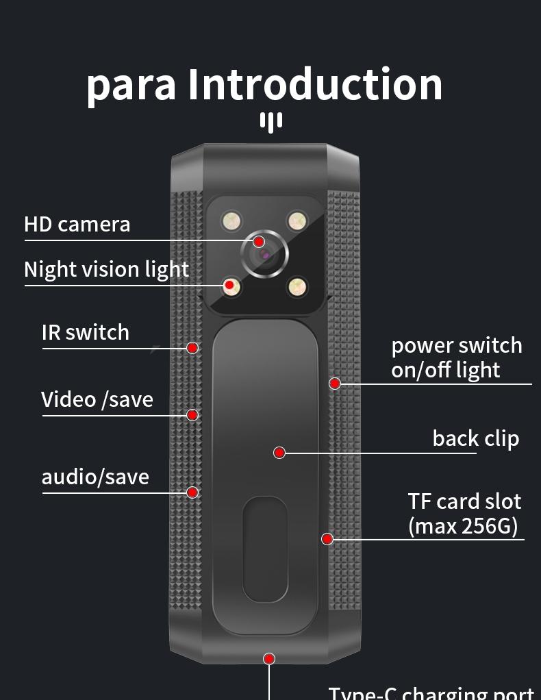 Body Cam Penna med Ljud & Bildinspelning - 32GB Kort Inkl