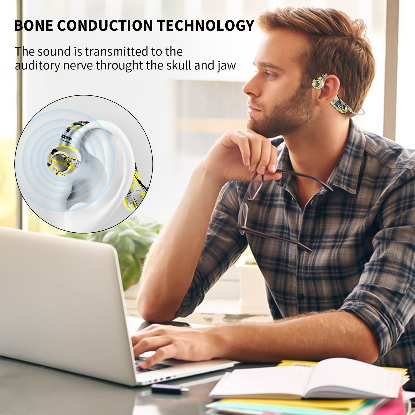 Bone Conduction Hörlurar - Trådlösa och Ergonomiska för Aktiv Livsstil