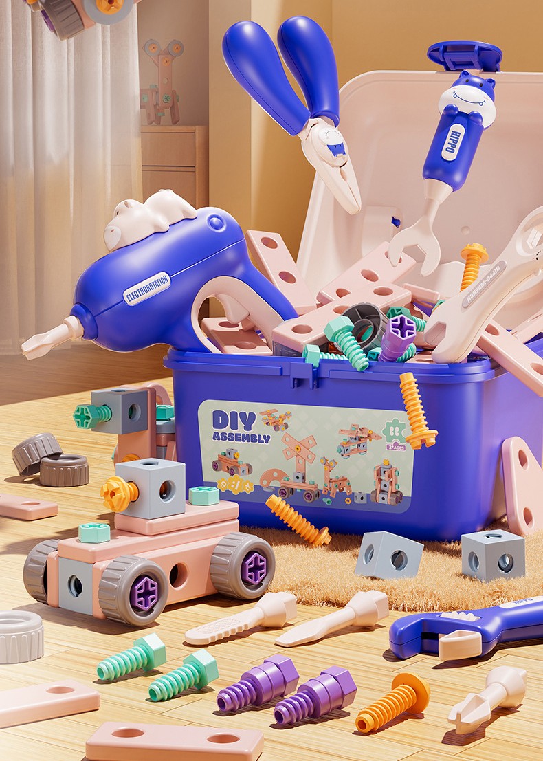Byggleksak för barn - 103 delar med elverktyg