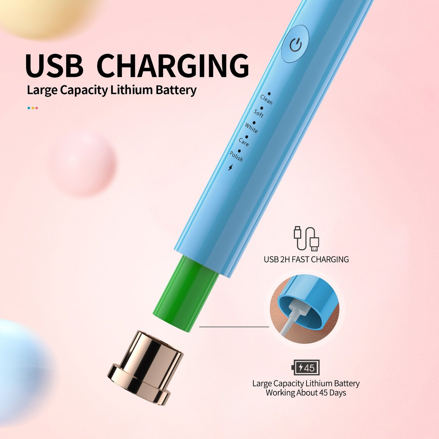 Elektrisk Tandborste med 5 Lägen & Lång Batteritid