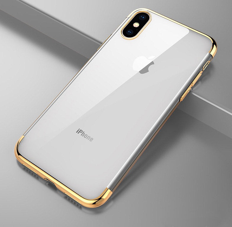 Elektropläterat TPU-skal iPhone XR med 2 skärmskydd.