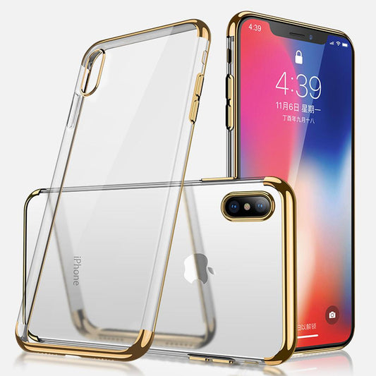 Elektropläterat TPU-skal iPhone XR med 2 skärmskydd.