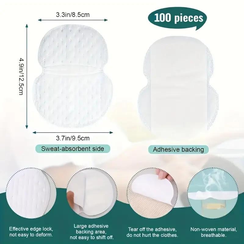 Engångs Svettabsorberande Kuddar för Armhålan - 100-Pack