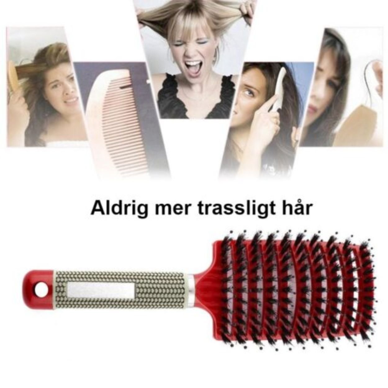 Ergonomisk Trasselfri Hårborste