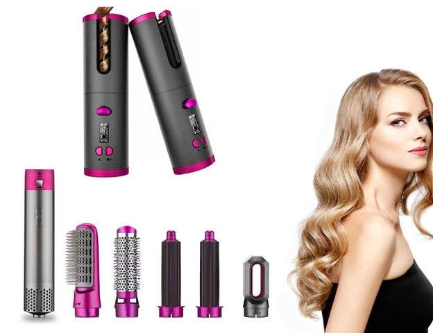 Hår Styling Bundle – Trådlös Locktång & 5-i-1 Värmeborste