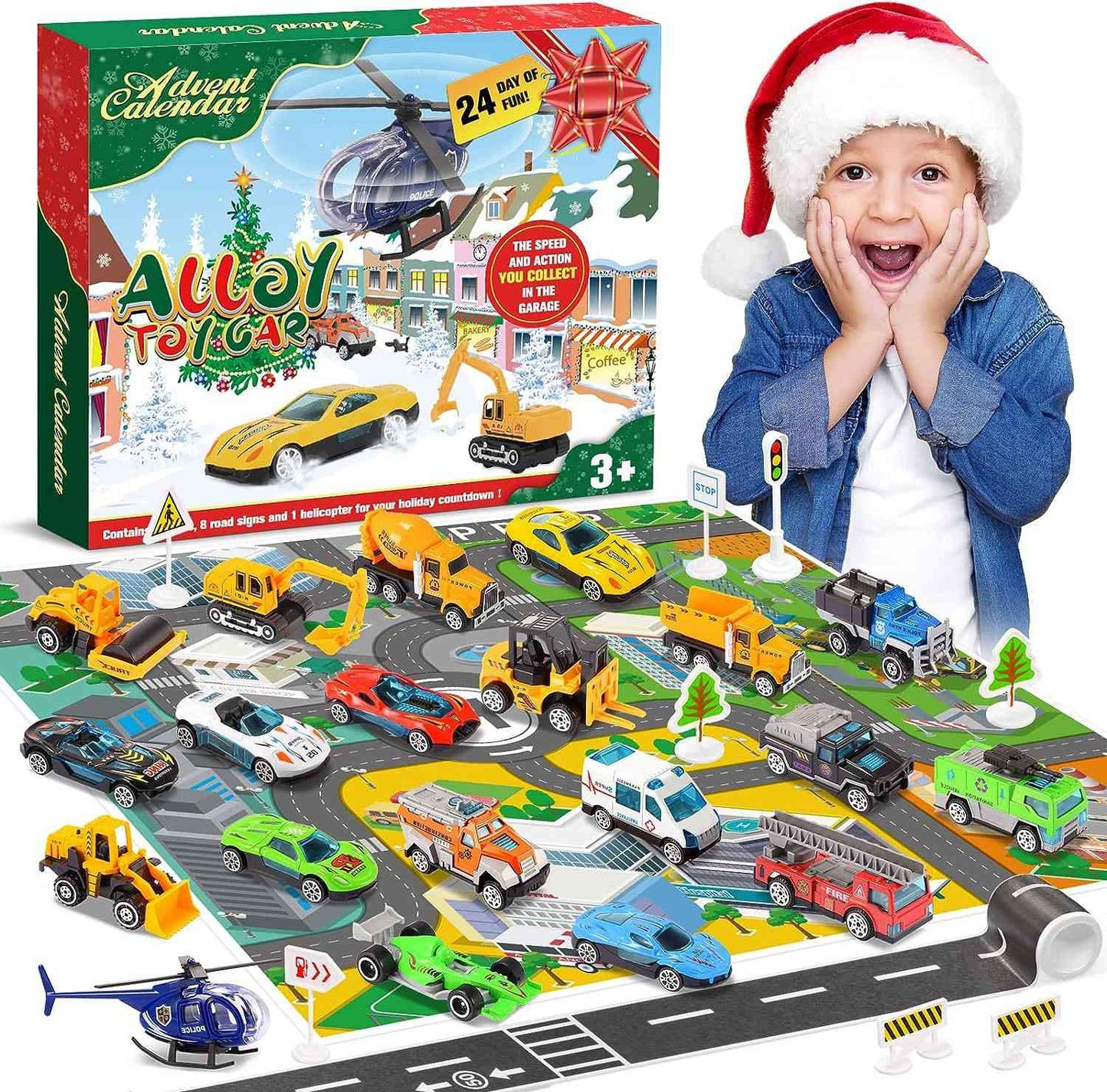 Julkalender med Bilar & Byggfordon – 24 Delar Lekset
