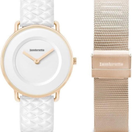 Lambretta Mia 34 Quilted Rosegold Vit Modeklocka