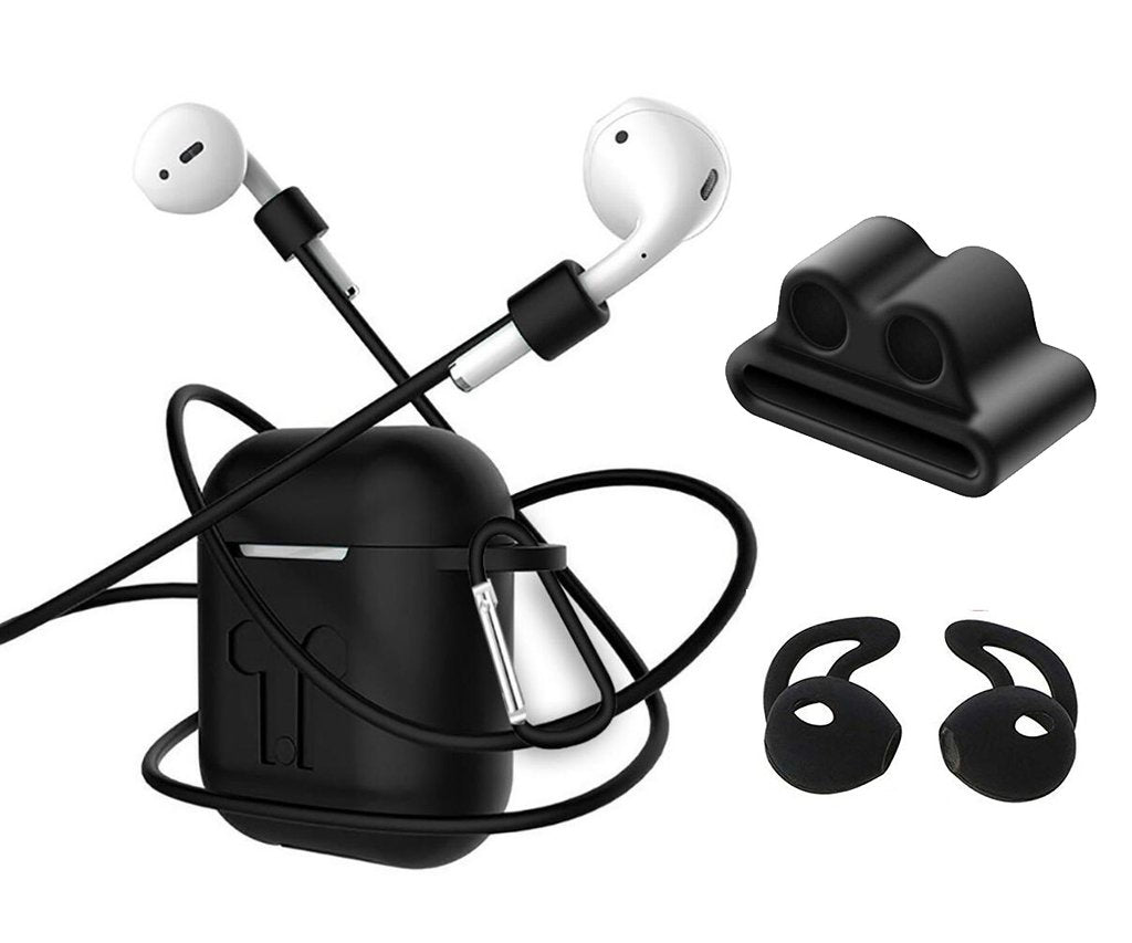 4i1 Airpods-kit med skyddande silikon, öronkrok grepp och remmar