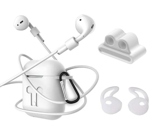 4i1 Airpods-kit med skyddande silikon, öronkrok grepp och remmar