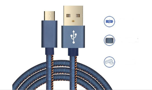 Denimklädd USB-C kabel - 1.8m