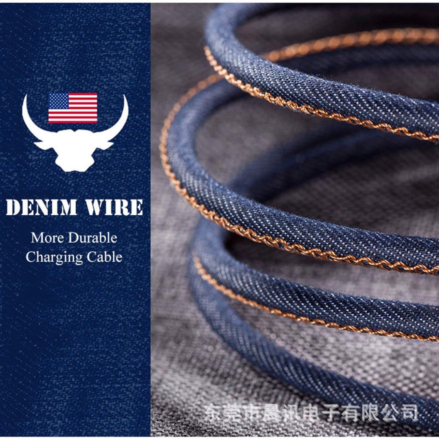 Denimklädd USB-C kabel - 1.8m