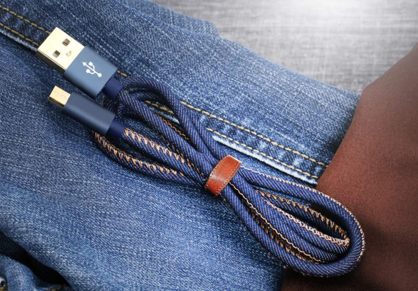 Denimklädd micro-USB kabel - 1.2m