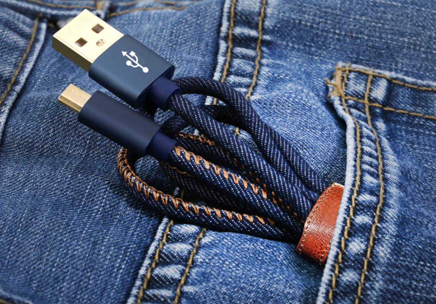 Denimklädd micro-USB kabel - 1.2m