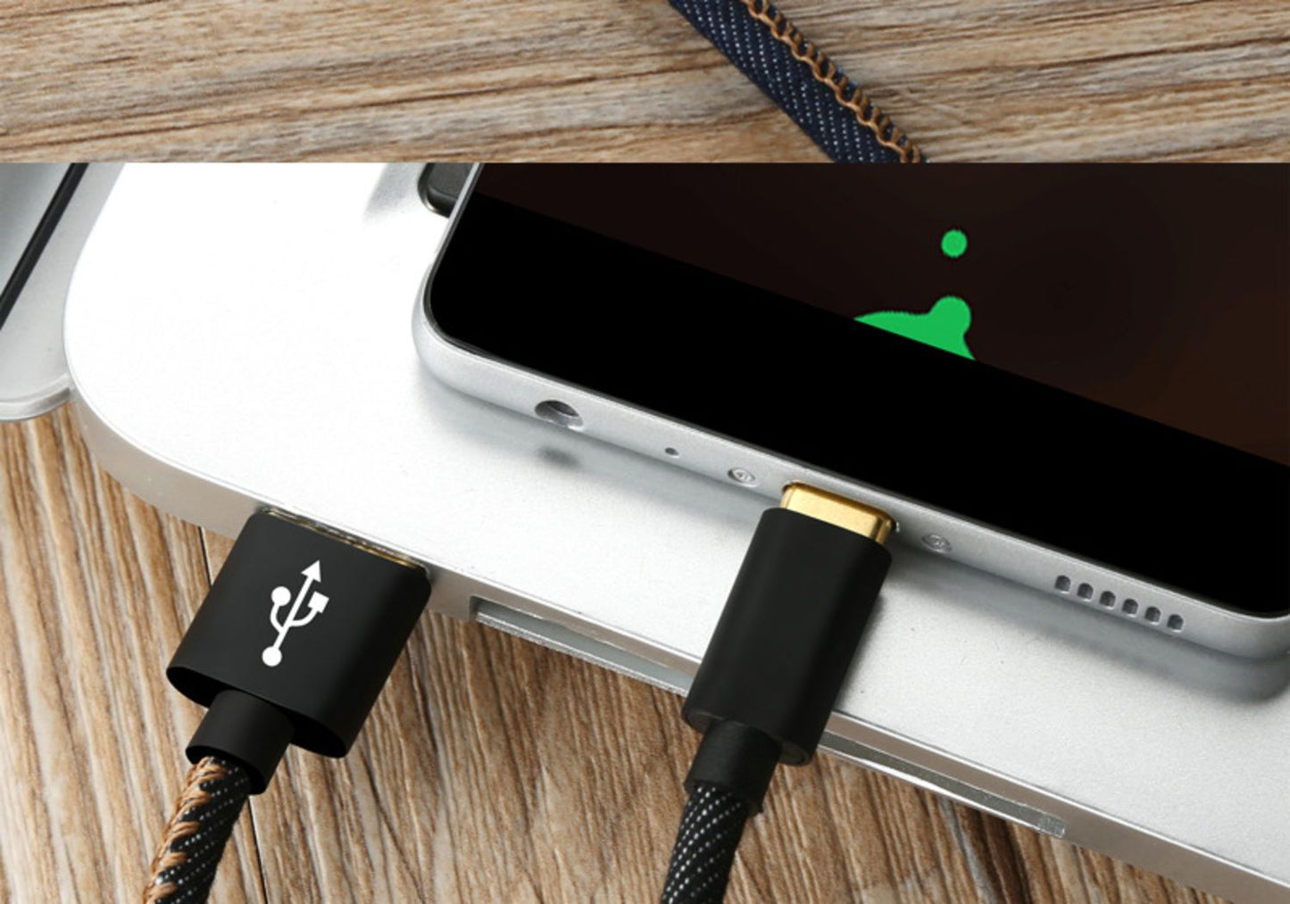 Denimklädd micro-USB kabel - 1.2m