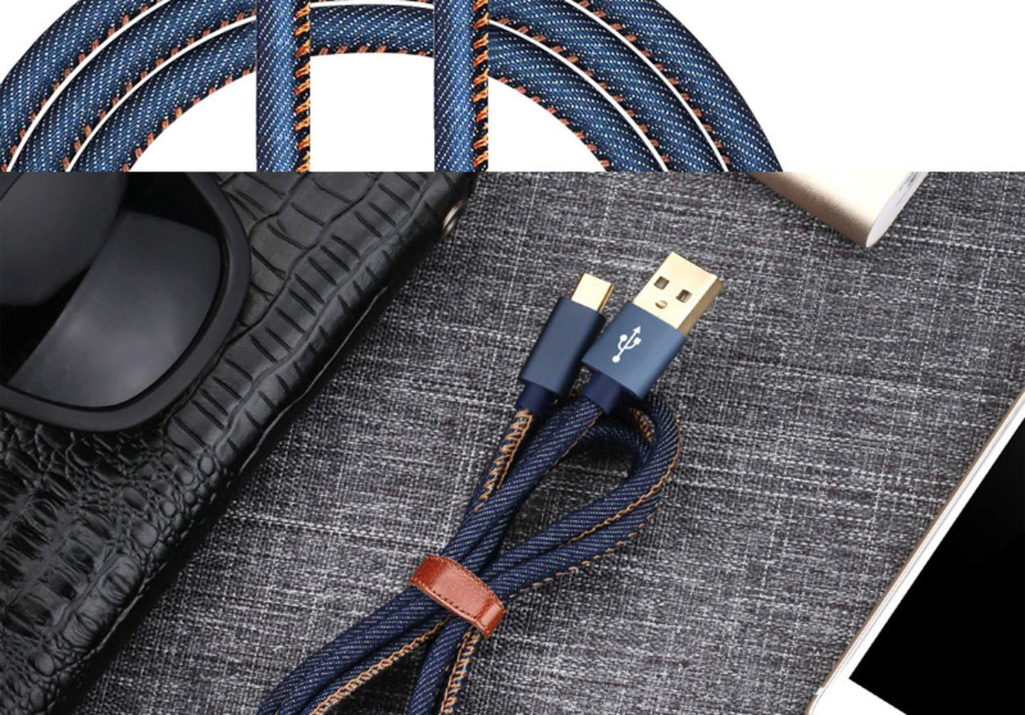 Denimklädd micro-USB kabel - 1.2m