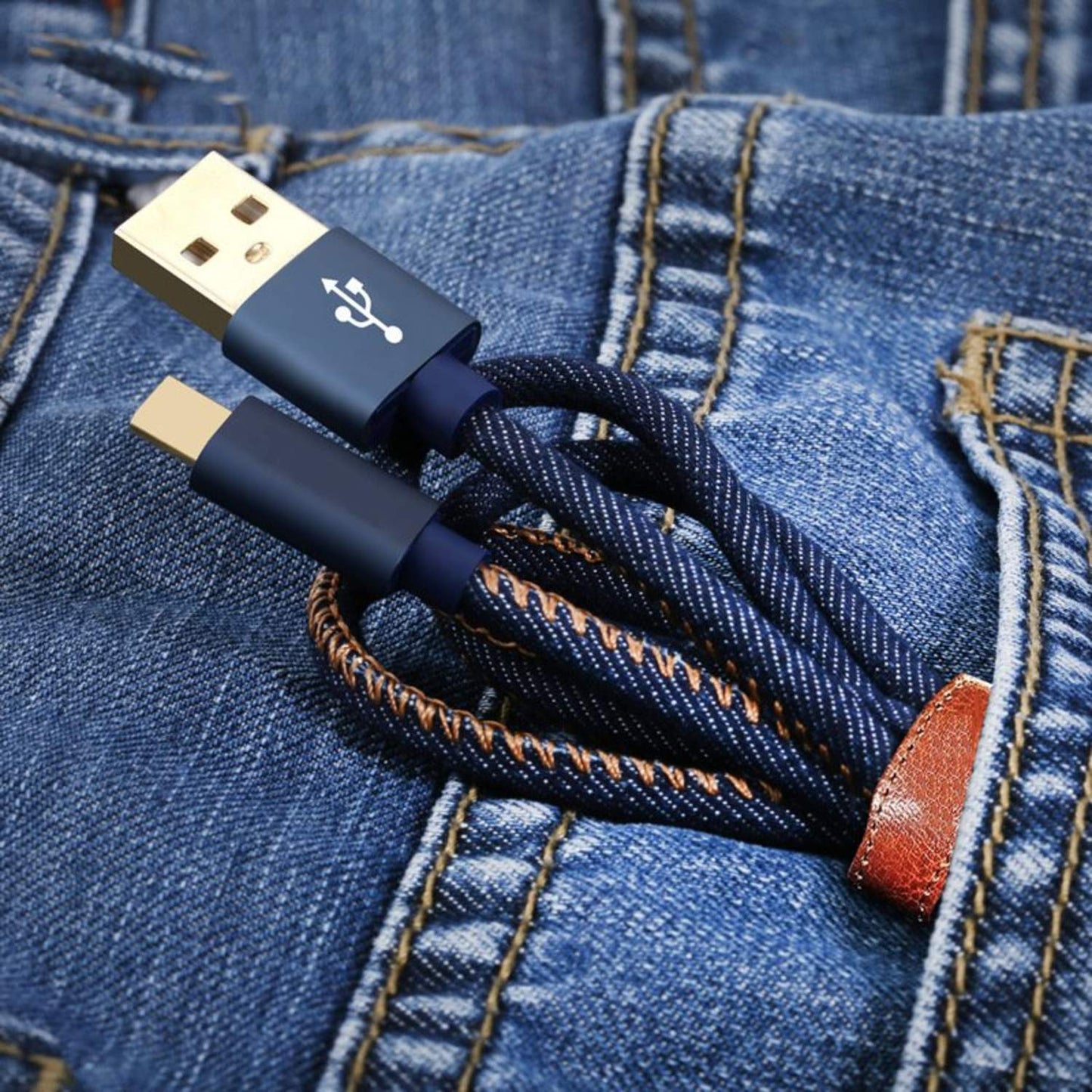 Denimklädd micro-USB kabel - 1.2m
