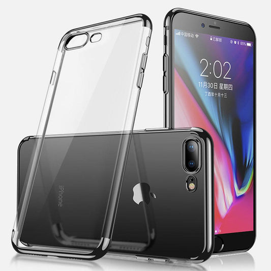 Elektropläterat TPU-skal iPhone 7 + / 8 + med 2 skärmskydd.