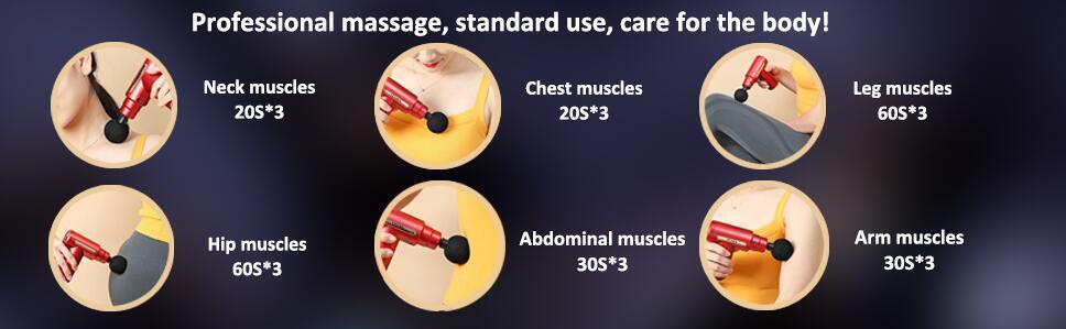 Mini Massagepistol med 4 utbytbara huvuden och 6 nivåer
