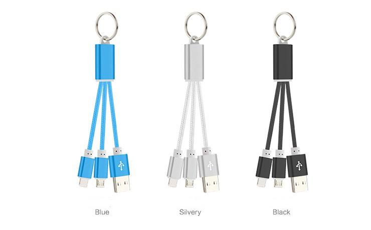 Nyckelringskabel 2-i-1 med micro-USB samt Lightning