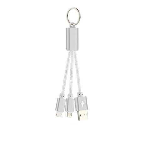 Nyckelringskabel 2-i-1 med micro-USB samt Lightning