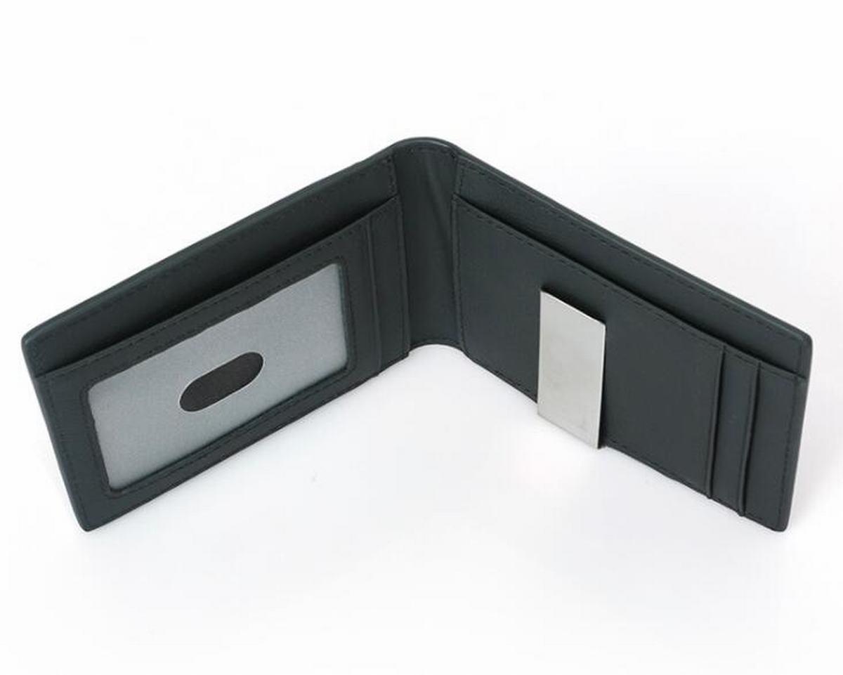 RFID carbon plånbok i äkta läder med pengaklipp